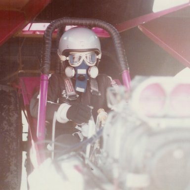JoAnn Reynolds suited up in Pink Chablis funny car