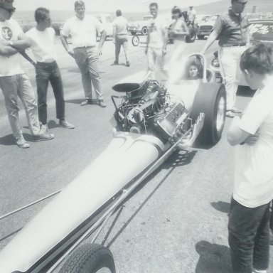 Dragster mishap at 1965 HRM Championships