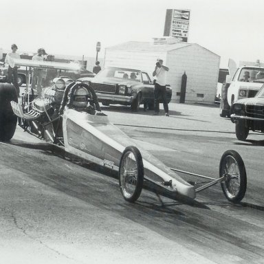 Glen Pearmain in AA/BAD at Bonneville Raceway in about 1978