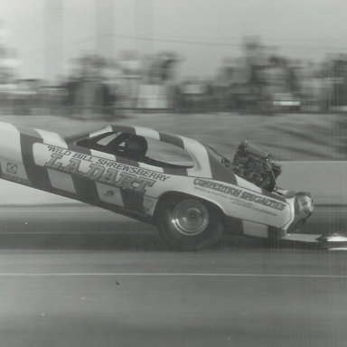 Bill Shrewsberry's "L.A. Dart" wheelstander at Bonneville Raceway in about 1978