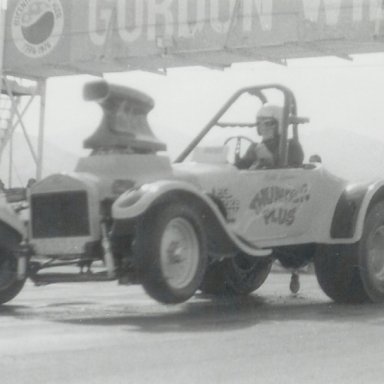 Bill Spens in "Thunder Plus" roadster at Bonneville Raceway in about 1978