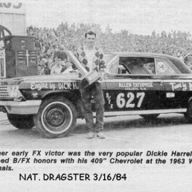 Dick Harrell 1962 BFX Class Winner at 1963 WinterNationals-He passed away in 1971