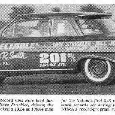 Old Reliable I at the first National Super Stock Record Runs at York. Record went to Dave Strickler
