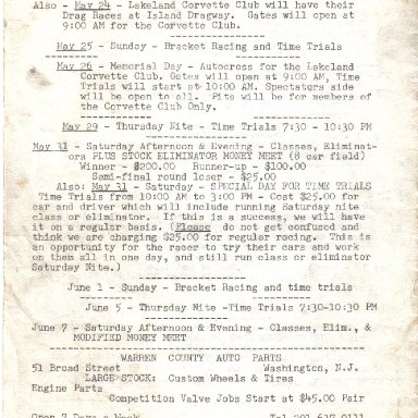 Island Dragway Program  April,26,1975. Page 4